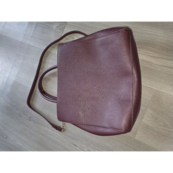 Nine West Mireya Satchel Burgundy Handbag With Bow Detail & Chain Strap - Picture 8 of 11